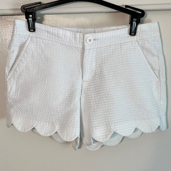 Lilly Pulitzer Resort White Buttercup 5" Inseam Shorts Textured Cotton 00 = XXS - Picture 8 of 12